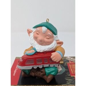 Hallmark 1991 Elfin Engineer Keepsake Ornament Magic Light Train Elf